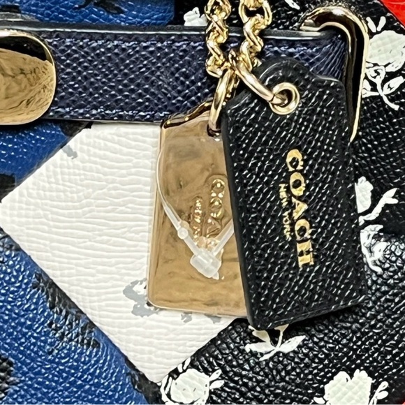 Coach Swagger Floral Patchwork Satchel in Red, Blue, and Black - Picture 11 of 12